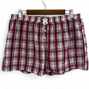 Latuza Organic 100% Plaid Bow Cotton Pajama Lounge Mini Shorts Women’s XL Summer